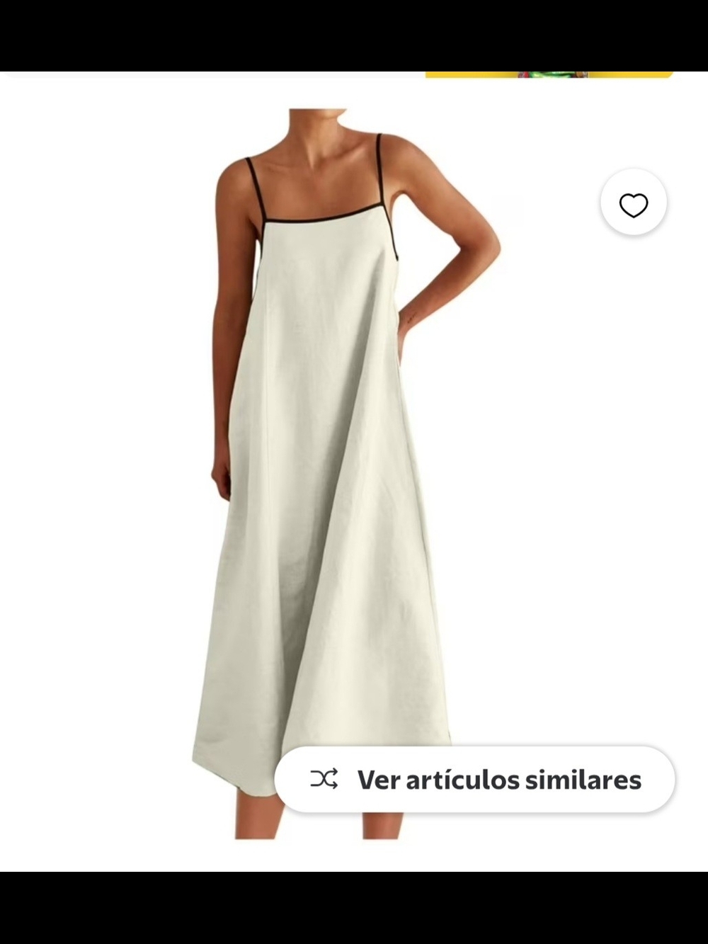 Cream Slip Dress with Black Trim